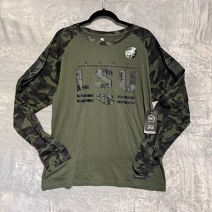 LSU Tigers Shirt Colosseum Mens XL Olive Green Camo Operation Hat Trick Salute